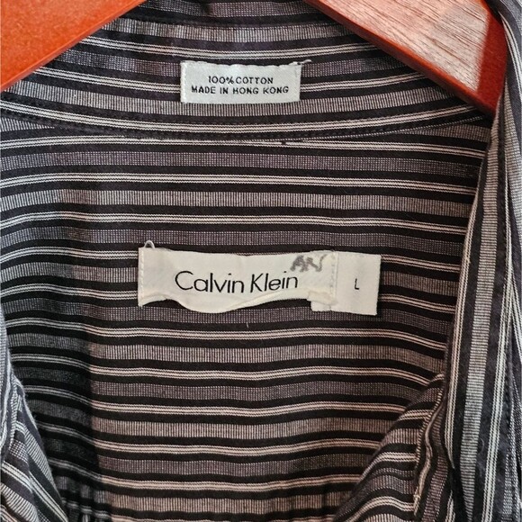 Calvin Klein Long Sleeve Button Down Striped Dress Shirt Mens Size Large - Picture 3 of 3